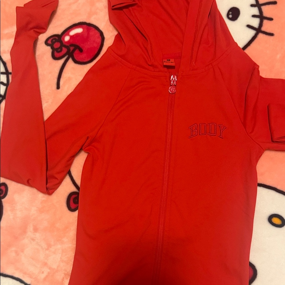 Vibrant Red Jacket with Embroidered Detail